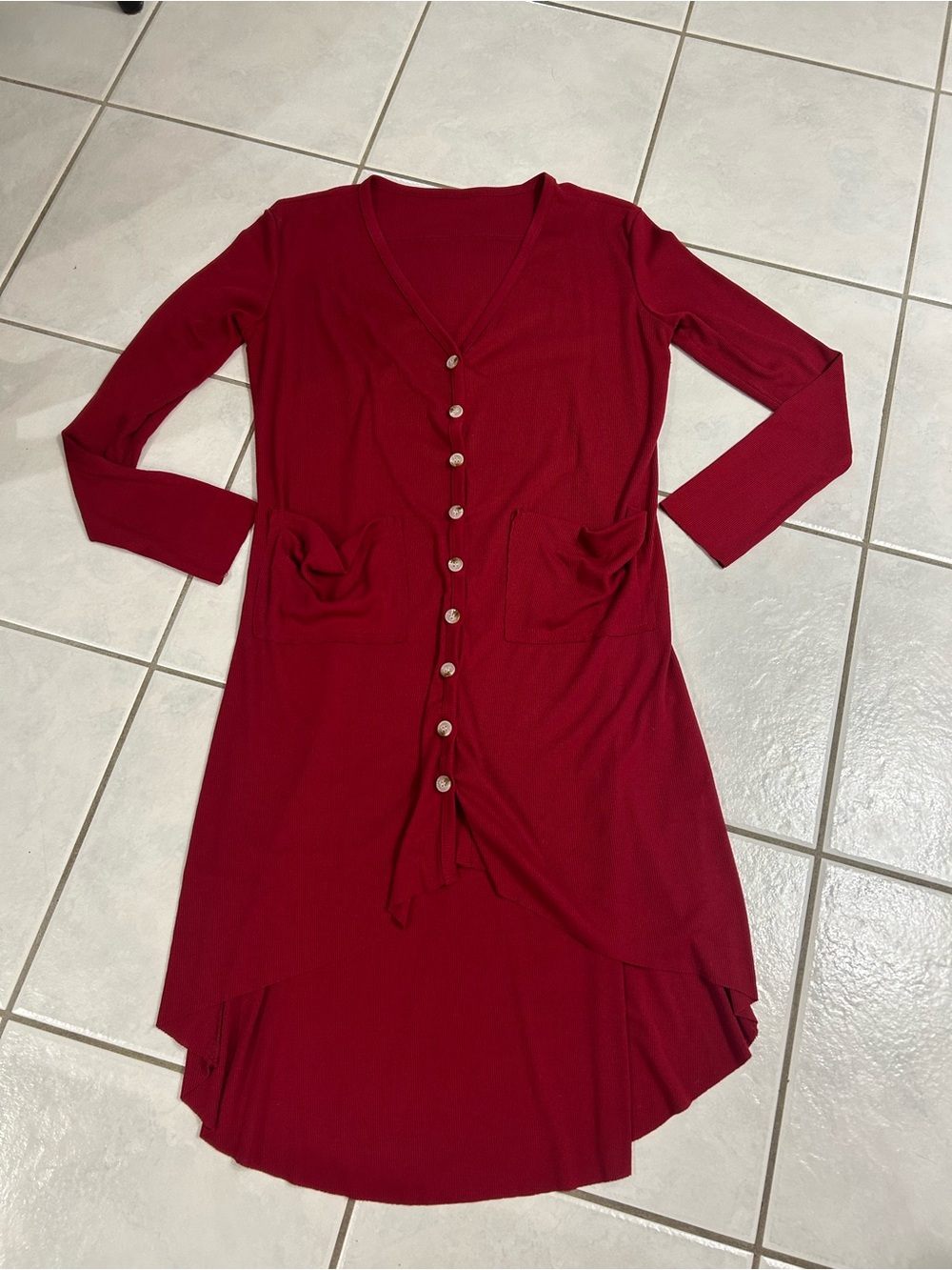 Naggoo Women's Long Cardigan-Button Down High Low with Pockets - Picture 4 of 8